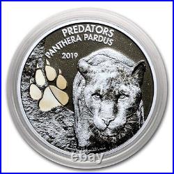 1 Oz Silver Coin 2019 20 CFA Congo Colorized Predators Panthera Pardus Panther