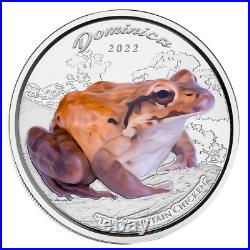 1 Oz Silver Coin 2022 Dominica $2 Scottsdale Mint Color Proof Mountain Chicken