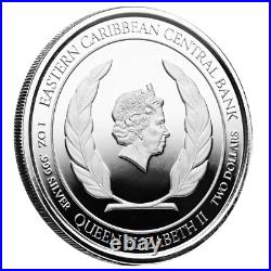 1 Oz Silver Coin 2022 Dominica $2 Scottsdale Mint Color Proof Mountain Chicken