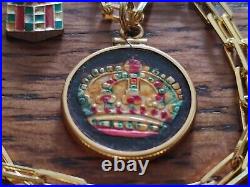 1958 Sweden 50 Ore Crown Coin Enamel Pendant Gold Over Sterling 22 Chain
