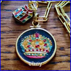 1958 Sweden 50 Ore Crown Coin Enamel Pendant Gold Over Sterling 22 Chain