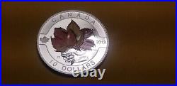 2013 Canada $10 Silver Gem Proof Coin The Coloured Maple Leaf