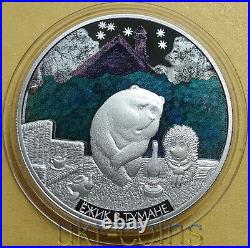2013 Ghana 1 Oz Silver Colored Proof Coin Fairy Tale Film Cartoon Hedgehog Bear