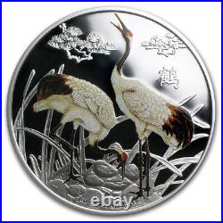 2013 Niue $2 Feng Shui Series Cranes 1 oz. Pure Silver Colorized Proof Coin