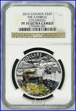 2014 $20 Canada The Caribou Colorized Silver Coin NGC PF 70 Ultra Cameo