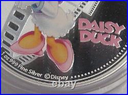 2014 DISNEY Silver $2 DAISY DUCK Colorized Coin 1 oz. 999 with Box & COA. #10