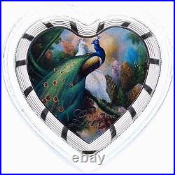 2014 Tanzania Love Is Precious Silver Color Coin Romantic Heart Wedding Peacock