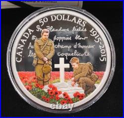 2015 $50 100th Anniversary of In Flanders Field 5 oz Fine Silver Coloured Coin