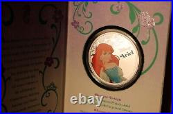 2015 Disney Princess Ariel -Niue Colorized 1 oz Silver Proof Coin + Book RARE
