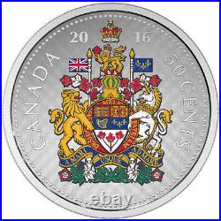 2016 50c Coloured Big Coins Coat of Arms Pure Silver Coin Royal Canadian Mint