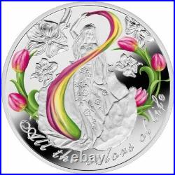 2016 Cameroon All Colors of Life Silver Color Coin Valentines Day Flower Spring
