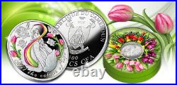 2016 Cameroon All Colors of Life Silver Color Coin Valentines Day Flower Spring