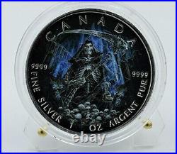 2016 Canada Grim Reaper Death Maple Leaf Armageddon -1 Oz Silver Colored Coin