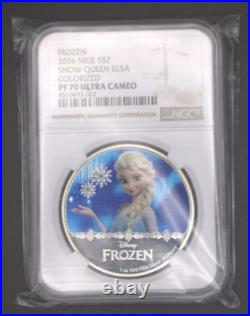 2016 Niue Frozen Snow Queen Elsa Coin 1oz. 999 silver colorized proof NGC PF70UC