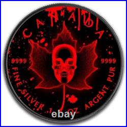 2018 Canada Maple Leaf Blood Skull Ruthenium Colorized 1 oz. 999 Silver Coin