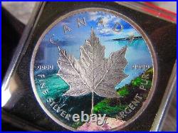 2018 NIAGARA FALLS Colorized & Antiqued 1oz Silver Maple $5 Coin