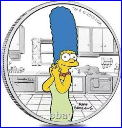2019 $1 Tuvalu MARGE SIMPSON 1 Oz Silver Proof Colored Coin