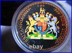 2019 UK COAT OF ARMS Britannia 1oz Silver £2 Coin with Color Ruthenium & Gold