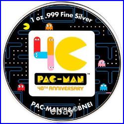 2020 2 x $2 Niue 40th Anniversary PacMan Coloured Silver + Plain 1oz Silver Coin