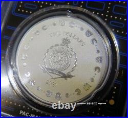 2020 2 x $2 Niue 40th Anniversary PacMan Coloured Silver + Plain 1oz Silver Coin