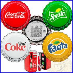 2020 Coca-cola- Fanta -sprite- Diet-coke- Vending Machine 4 Coin Silver Set