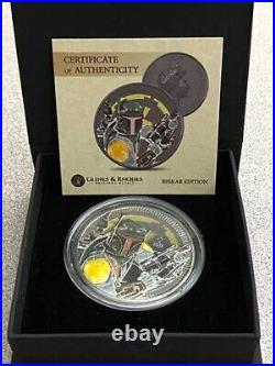 2020 Niue Star Wars Boba Fett Beskar Edition Coin 1 oz colorized. 999 silver