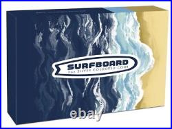 2020 SURFBOARD 2-OZ. 9999 SILVER COLORIZED PCGS MS70 1st DAY $388.88
