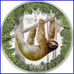 2021 Cameroon Folivora Sloth. 999 Silver Color Coin Jungle African Wildlife WWF