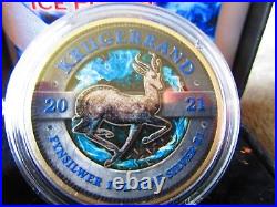 2021 ICE POWER KRUGERRAND Colorized & Antiqued 1oz Silver Coin South Africa