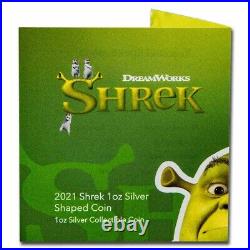 2021 Niue 1 oz Silver $2 Shrek Colorized Shaped Coin SKU#235492