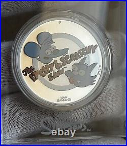 2021 Tuvalu Simpsons Itchy & Scratchy 1 oz Silver Proof Colored Coin