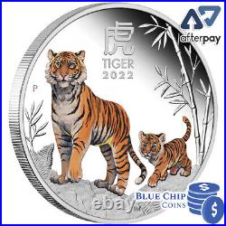 2022 $1 Year of the Tiger 1oz Silver Proof Coloured Coin Perth Mint