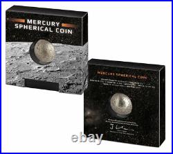 2022 Barbados Mercury Spherical 1 oz Silver Colorized Antiqued $5 Coin GEM BU