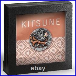 2022 Niue Kitsune 2oz Silver High Relief Coin Antiqued & Colored Mintage of 500