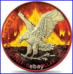 2023 1 Oz Silver $1 APOCALYPSE EAGLE Numbering Colored Coin
