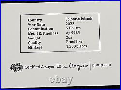 2023 2 Oz Solomon Islands Lion of the 5th Chakra Colorized 9999 Silver Coin