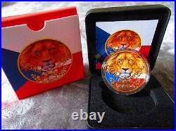 2023 CZECH LION Colorized 2oz Silver Coin $2 Niue with 24K Gold
