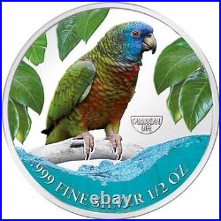 2023 Cameroon Amazon Blue Parrot Silver Colored Coin Bird Caribbean Wildlife WWF