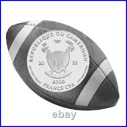 2023 Cameroon Football Shaped Coin Colorized Domed 1oz. 999 Silver Box & COA NFL