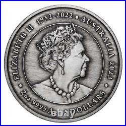 2023 Kangaroo Yongka Antiqued Coloured 2oz Silver Coin