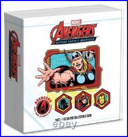 2023 Niue Marvel Avengers 60th Ann. Thor 1oz Silver Colorized Proof Coin
