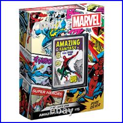 2023 Niue Marvel COMIX Amazing Fantasy #15 Coin Spider-Man 2oz Proof Silver Bar