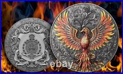 2023 Niue Phoenix Rising from the Ashes Coin Antiqued & Colorized 1 oz Silver