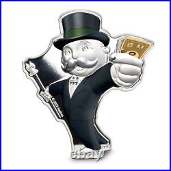 2023 Samoa Mr. Monopoly Shaped 3 oz. 999 Silver Coin Colorized in Box with COA