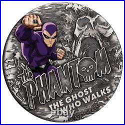 2023 Tuvalu The Phantom 2oz Silver Colorized Antiqued Coin with Mintage of 2000