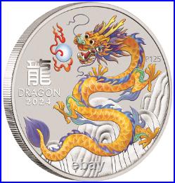 2024 Australia Lunar Series III Year of the Dragon 1/2 oz Silver 10 Coin Set