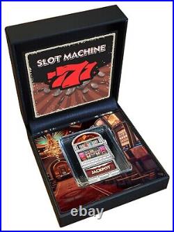 2024 Cameroon Slot Machine Shaped Coin Colorized 1 oz. 999 Silver Box/COA