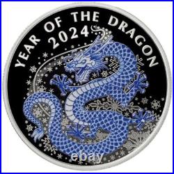 2024 Laos Lunar Year of the Dragon Silver Proof Color Coin Chinese Zodiac