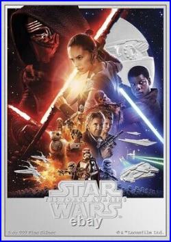 2024 Niue Star Wars The Force Awakens 5 oz Silver Colorized Poster Coin MInt 200