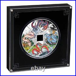 2024 Year of the Dragon Quadrant Silver Proof Coloured 4 Coin Set